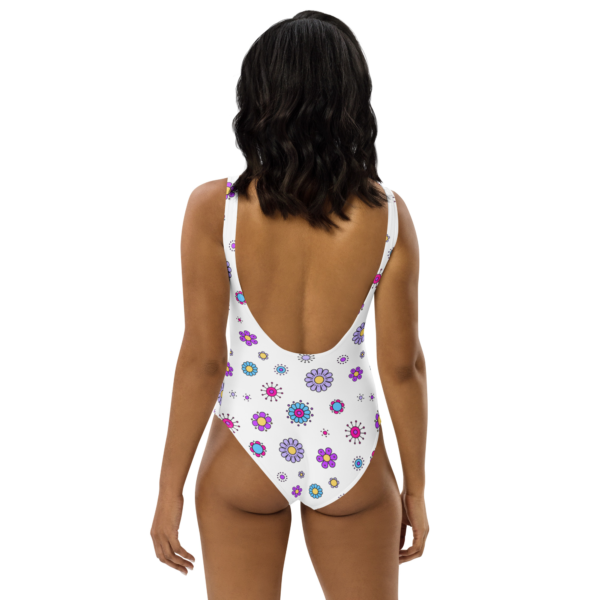 White Flowery One-Piece Swimsuit - Image 2