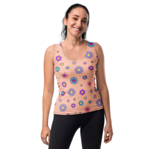 Peach Flowered Sublimation Cut & Sew Tank Top