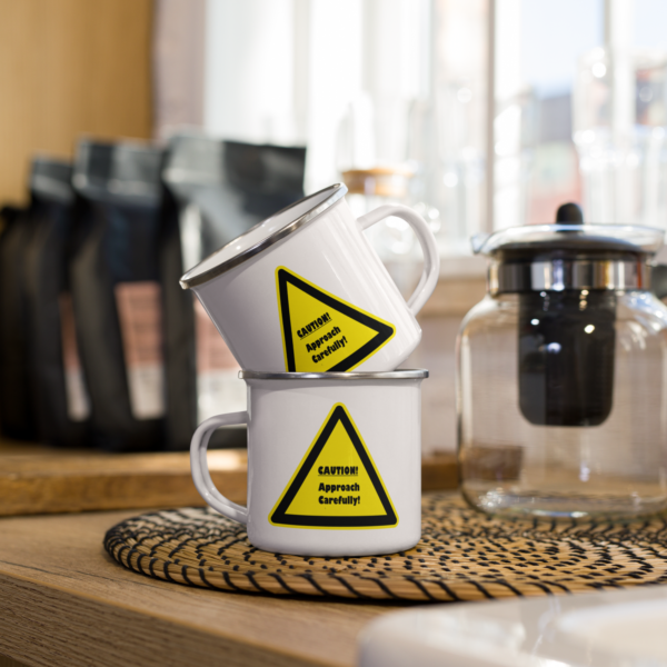"Caution" Enamel Mug - Image 4